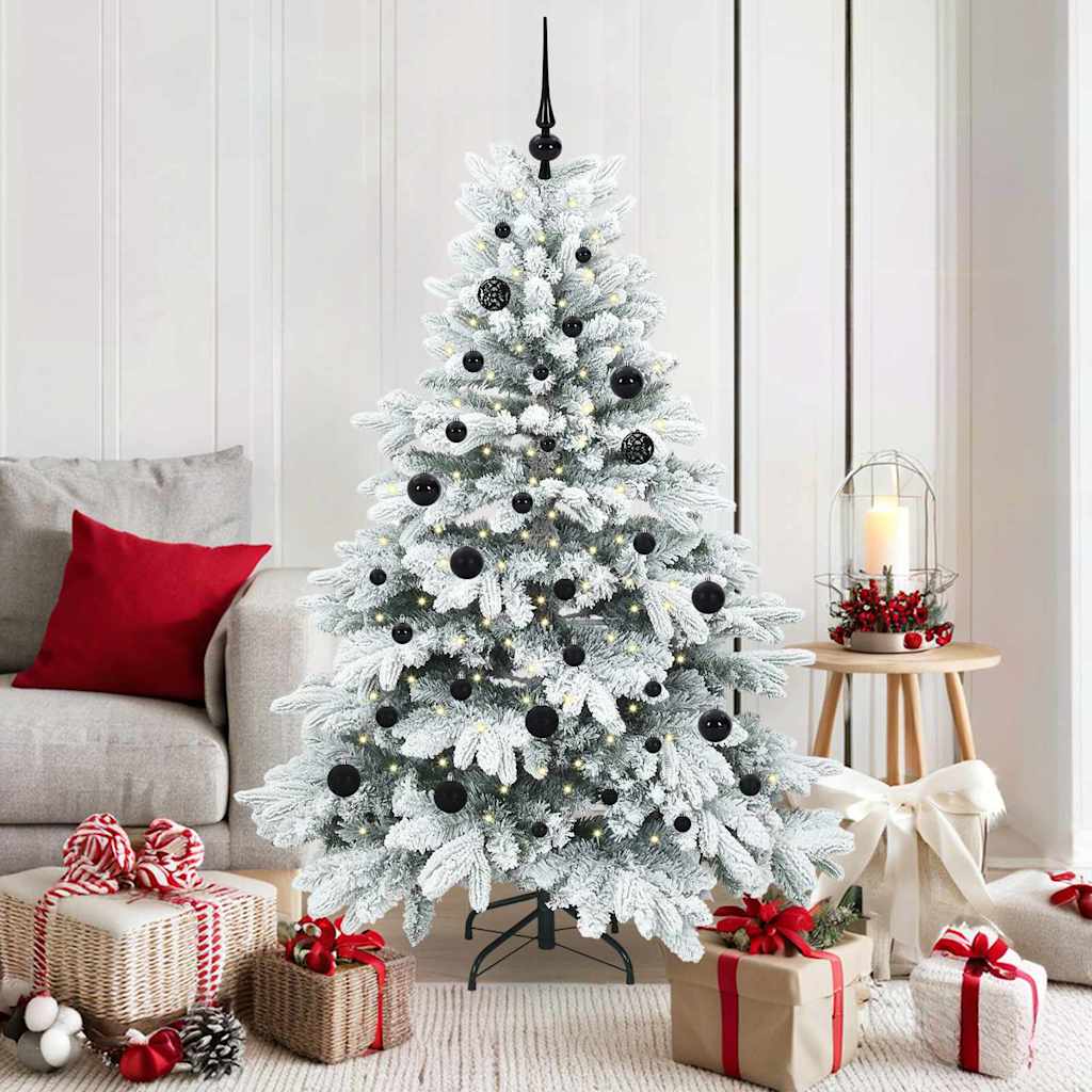 Kunstig juletre med 150 LED med stativ Hvit 150 cm PE og PVC