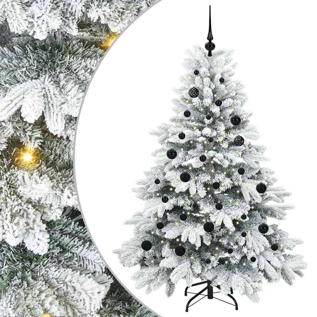 Kunstig juletre med 150 LED med stativ Hvit 150 cm PE og PVC