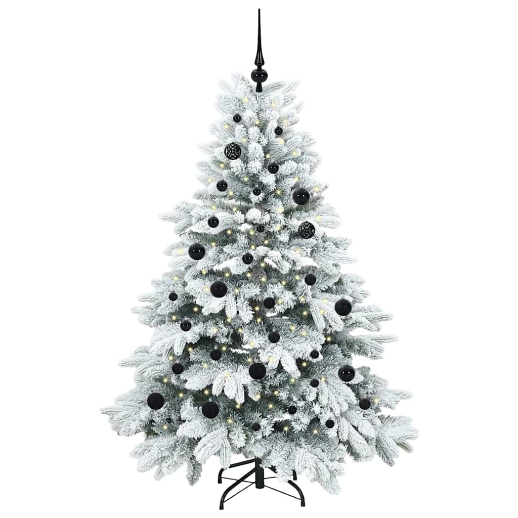 Kunstig juletre med 150 LED med stativ Hvit 150 cm PE og PVC