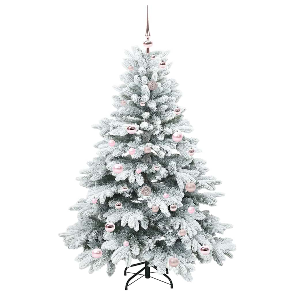 Kunstig juletre med 150 LED med stativ Hvit 150 cm PE og PVC