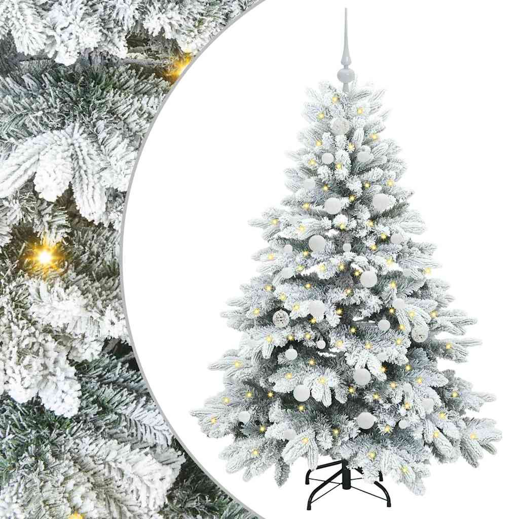 Kunstig juletre med 150 LED med stativ Hvit 150 cm PE og PVC