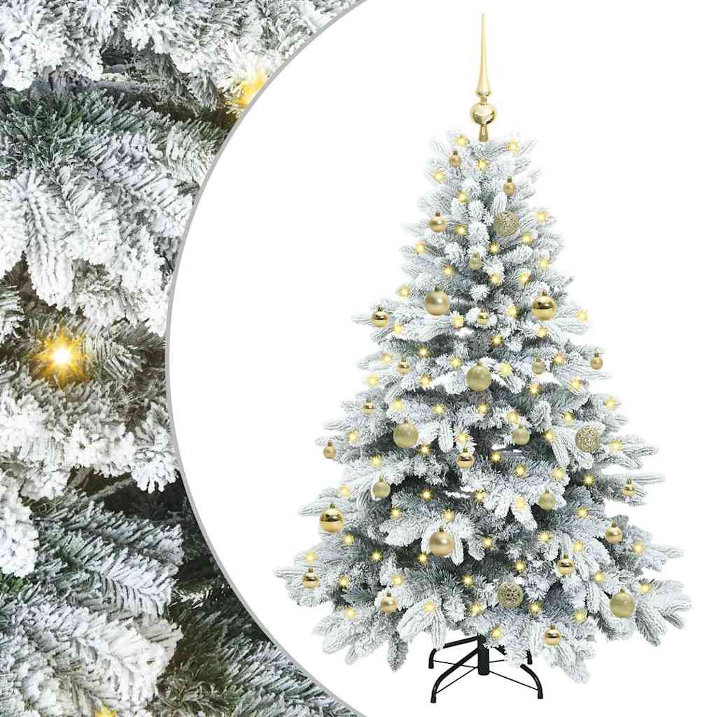 Kunstig juletre med 150 LED med stativ Hvit 150 cm PE og PVC