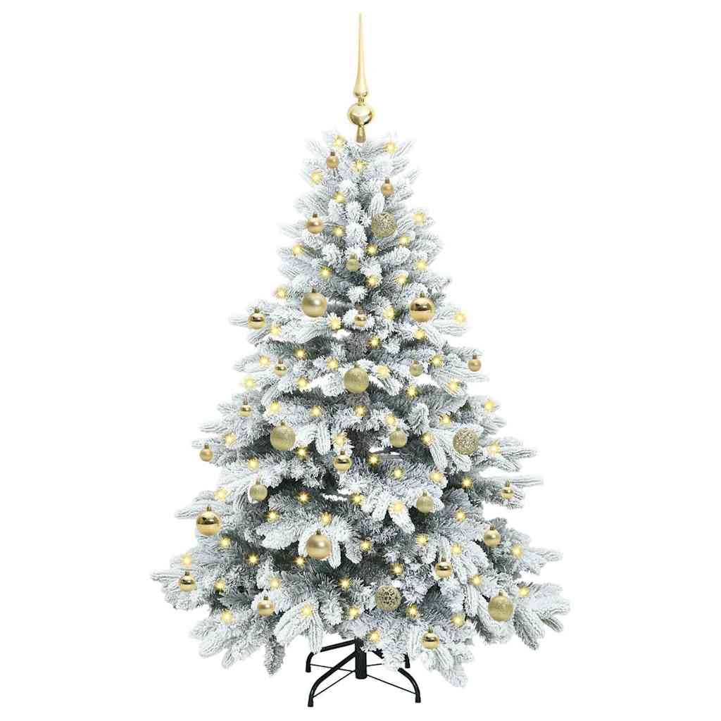 Kunstig juletre med 150 LED med stativ Hvit 150 cm PE og PVC