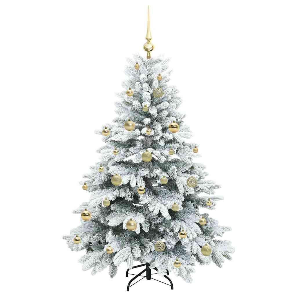 Kunstig juletre med 150 LED med stativ Hvit 150 cm PE og PVC