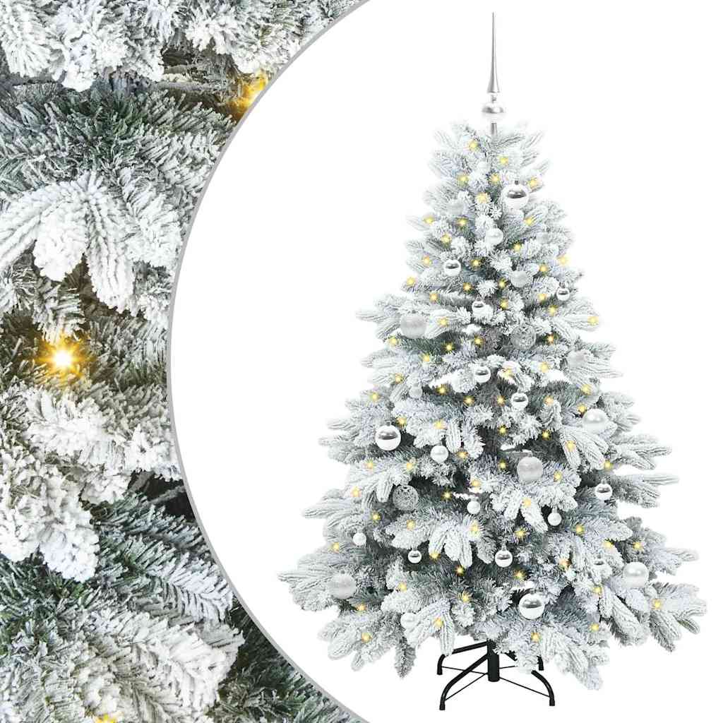 Kunstig juletre med 150 LED med stativ Hvit 150 cm PE og PVC