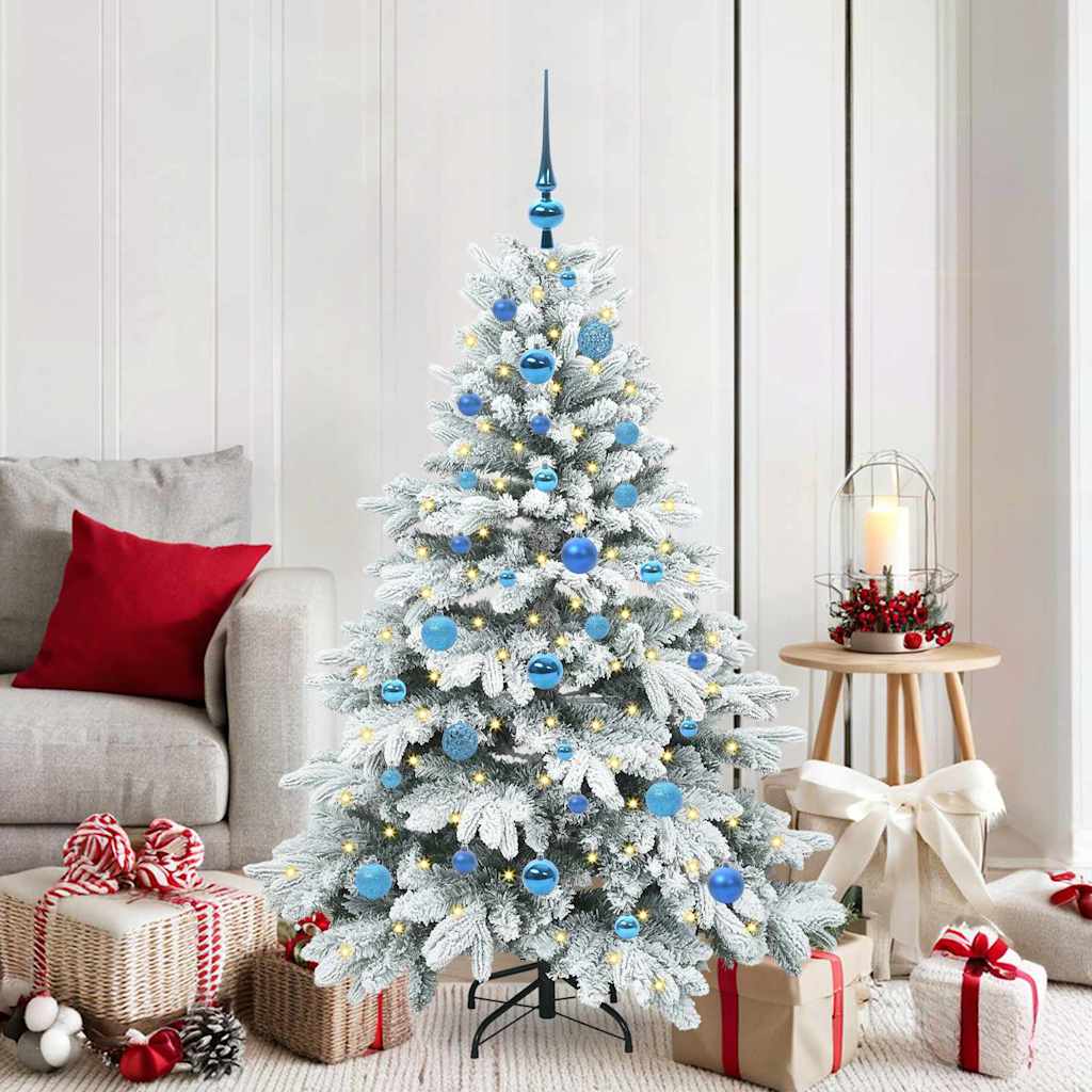 Kunstig juletre med 150 LED med stativ Hvit 150 cm PE og PVC