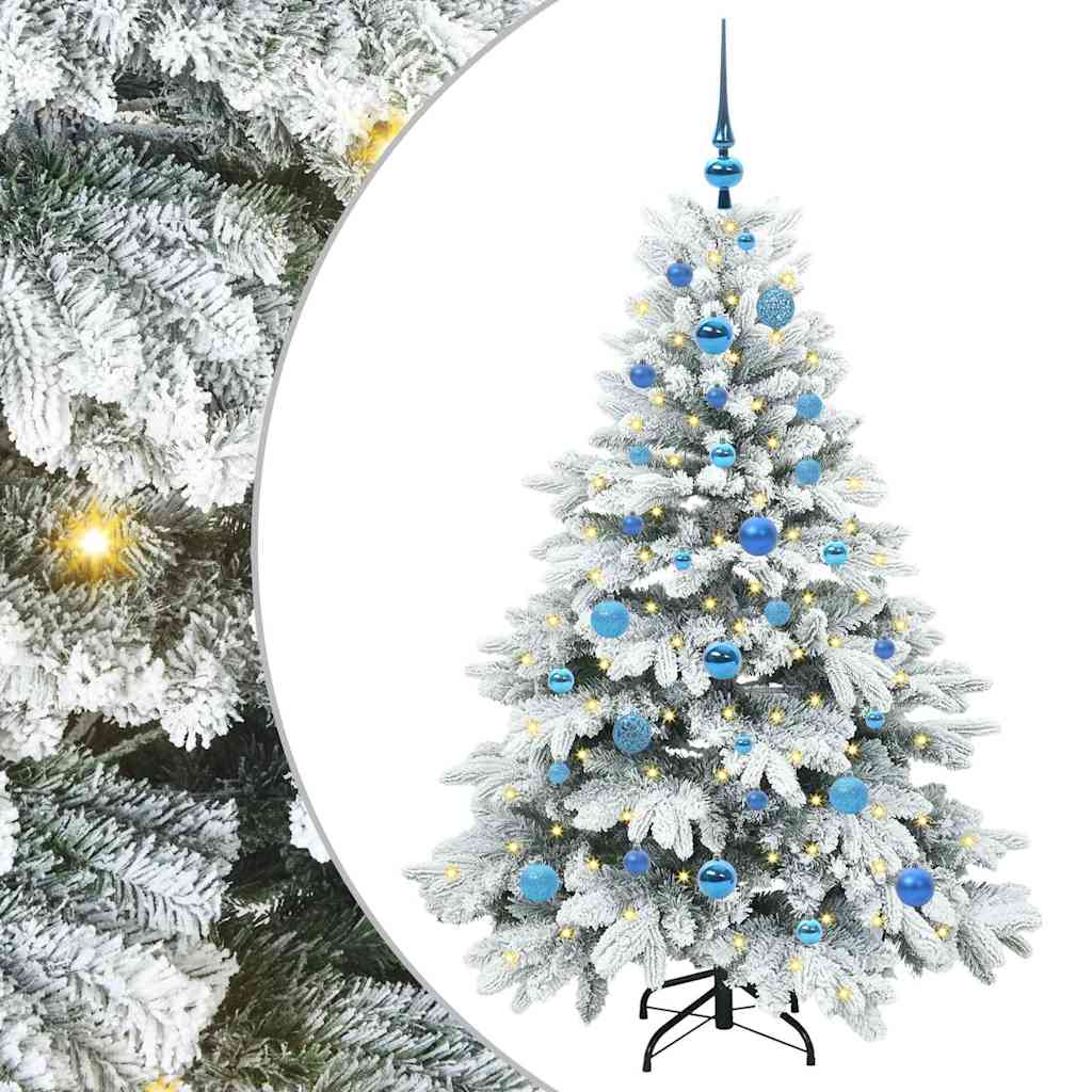 Kunstig juletre med 150 LED med stativ Hvit 150 cm PE og PVC
