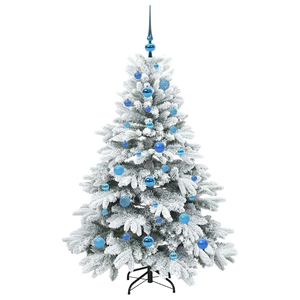 Kunstig juletre med 150 LED med stativ Hvit 150 cm PE og PVC