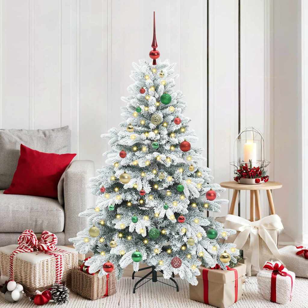 Kunstig juletre med 150 LED med stativ Hvit 150 cm PE og PVC