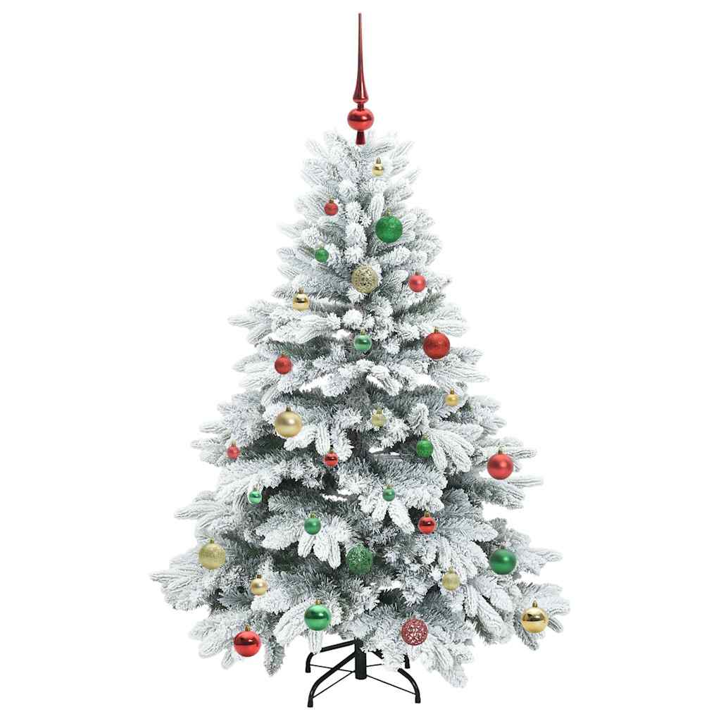Kunstig juletre med 150 LED med stativ Hvit 150 cm PE og PVC