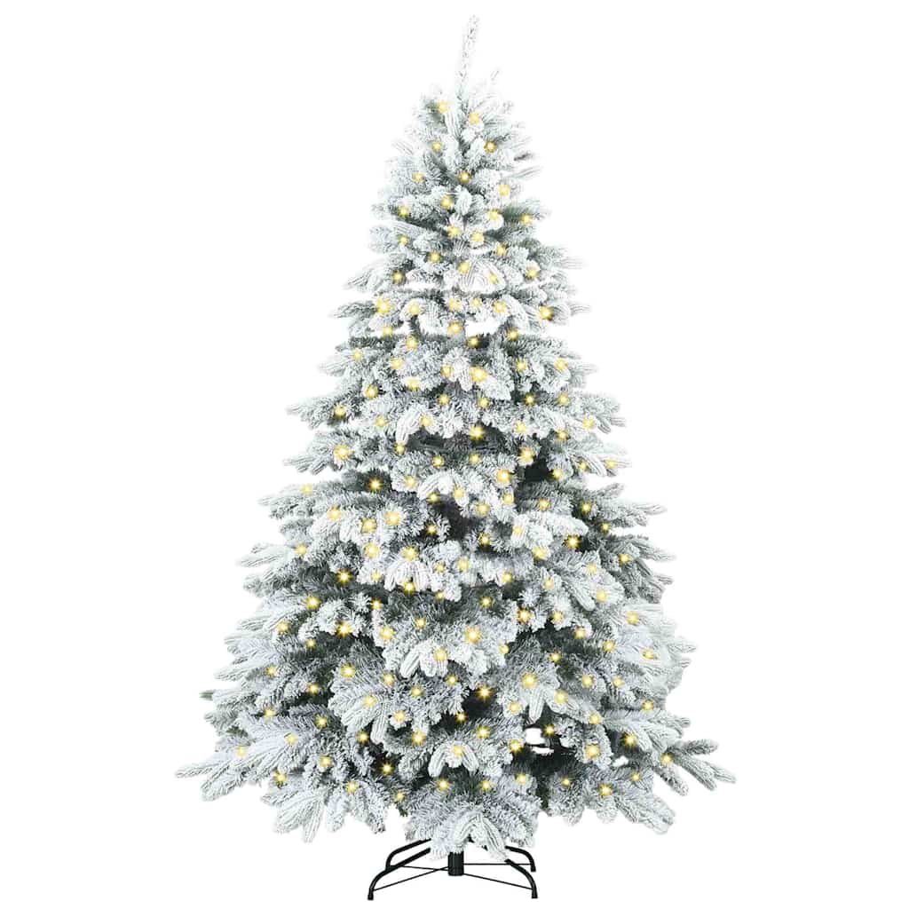 Kunstig juletre med 300 LED med stativ Hvit 180 cm PE og PVC