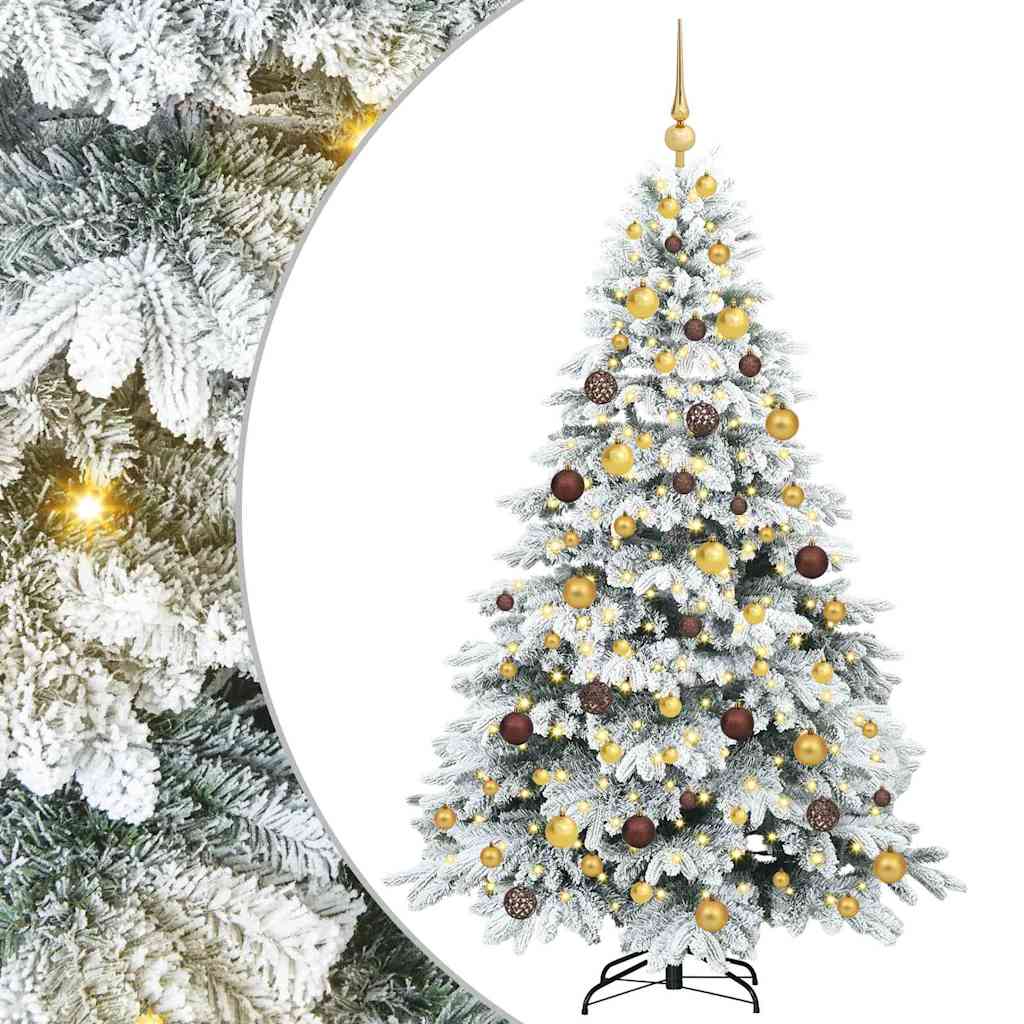 Kunstig juletre med 300 LED med stativ Hvit 180 cm PE og PVC