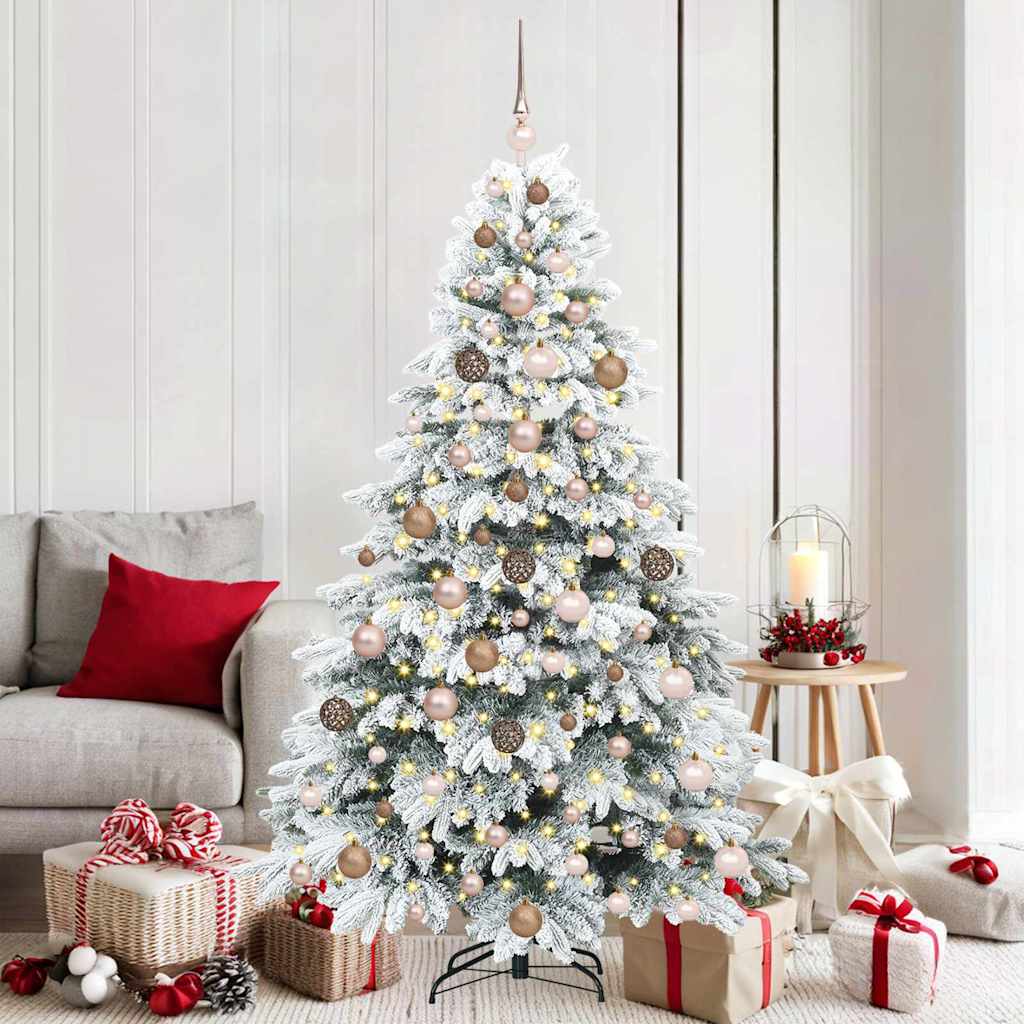 Kunstig juletre med 300 LED med stativ grønn 180 cm PE og PVC