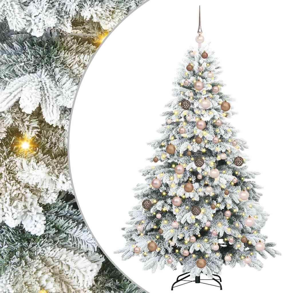 Kunstig juletre med 300 LED med stativ grønn 180 cm PE og PVC