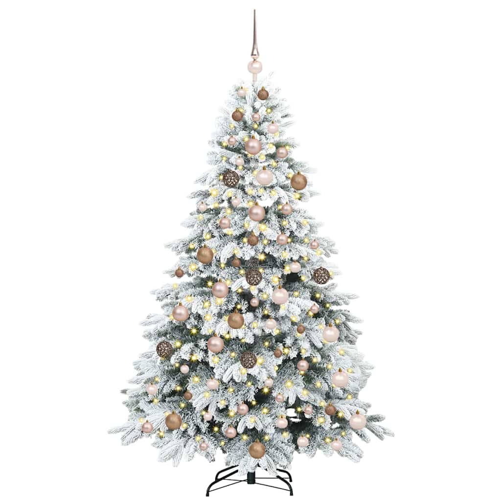 Kunstig juletre med 300 LED med stativ grønn 180 cm PE og PVC