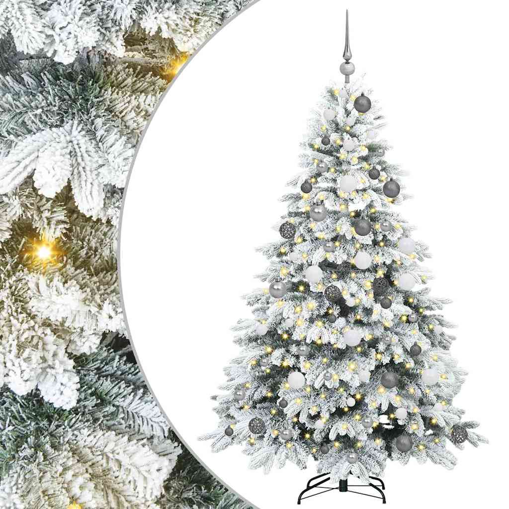 Kunstig juletre med 300 LED med stativ Hvit 180 cm PE og PVC
