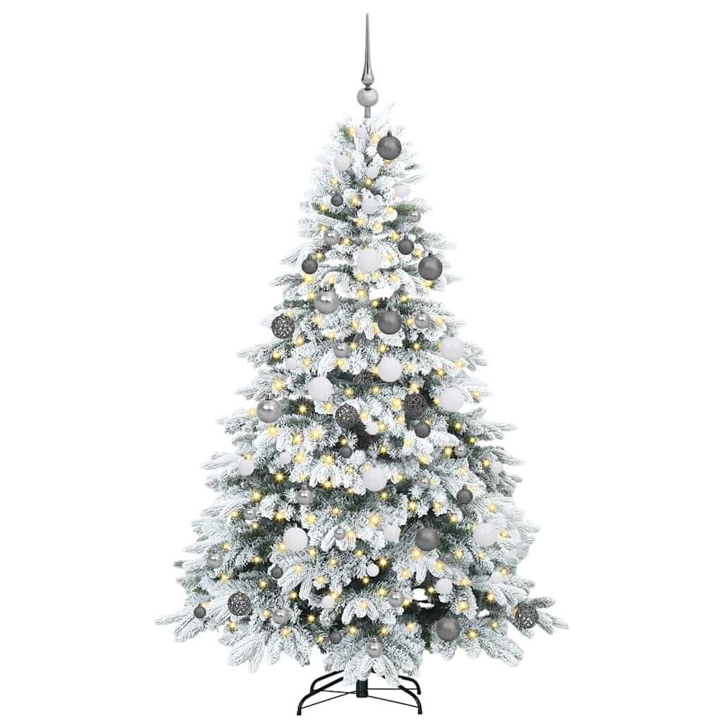 Kunstig juletre med 300 LED med stativ Hvit 180 cm PE og PVC