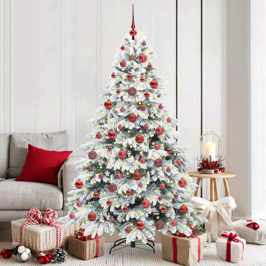 Kunstig juletre med 300 LED med stativ grønn 180 cm PE og PVC