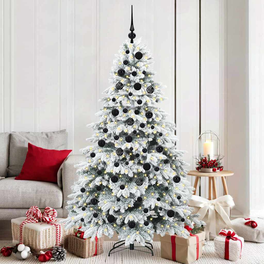 Kunstig juletre med 300 LED med stativ Hvit 180 cm PE og PVC
