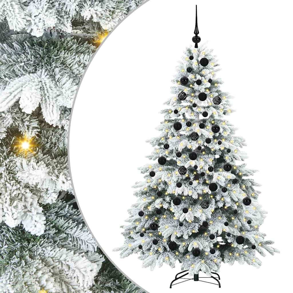 Kunstig juletre med 300 LED med stativ Hvit 180 cm PE og PVC