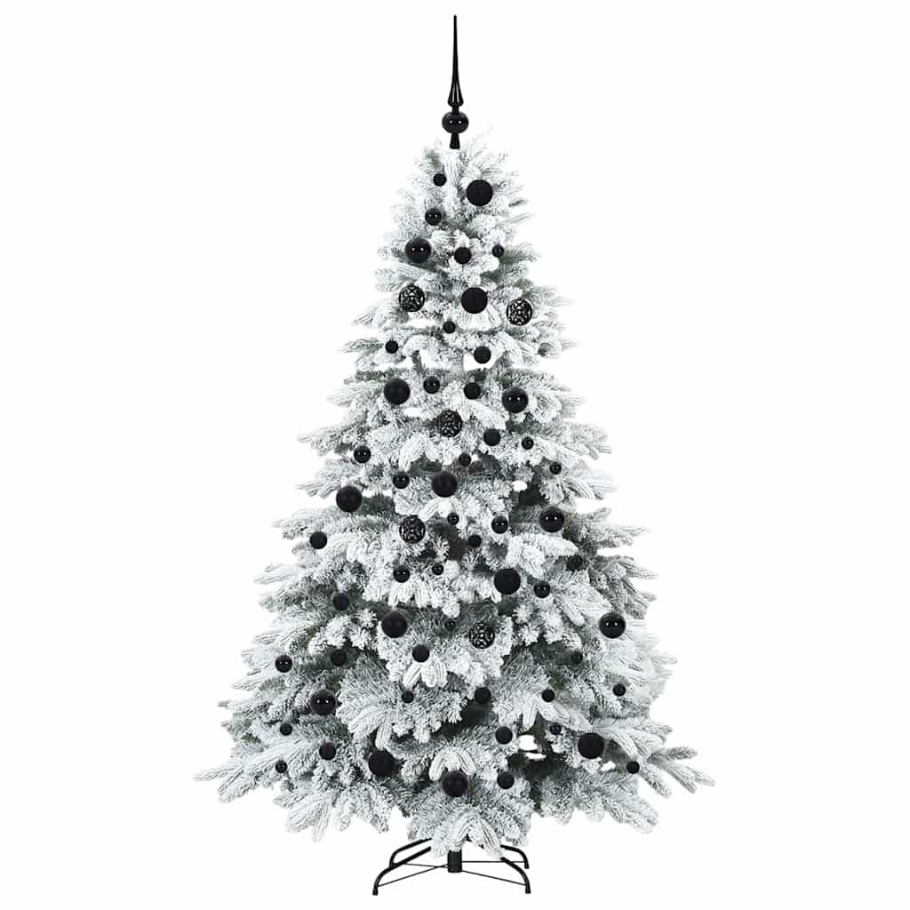 Kunstig juletre med 300 LED med stativ Hvit 180 cm PE og PVC