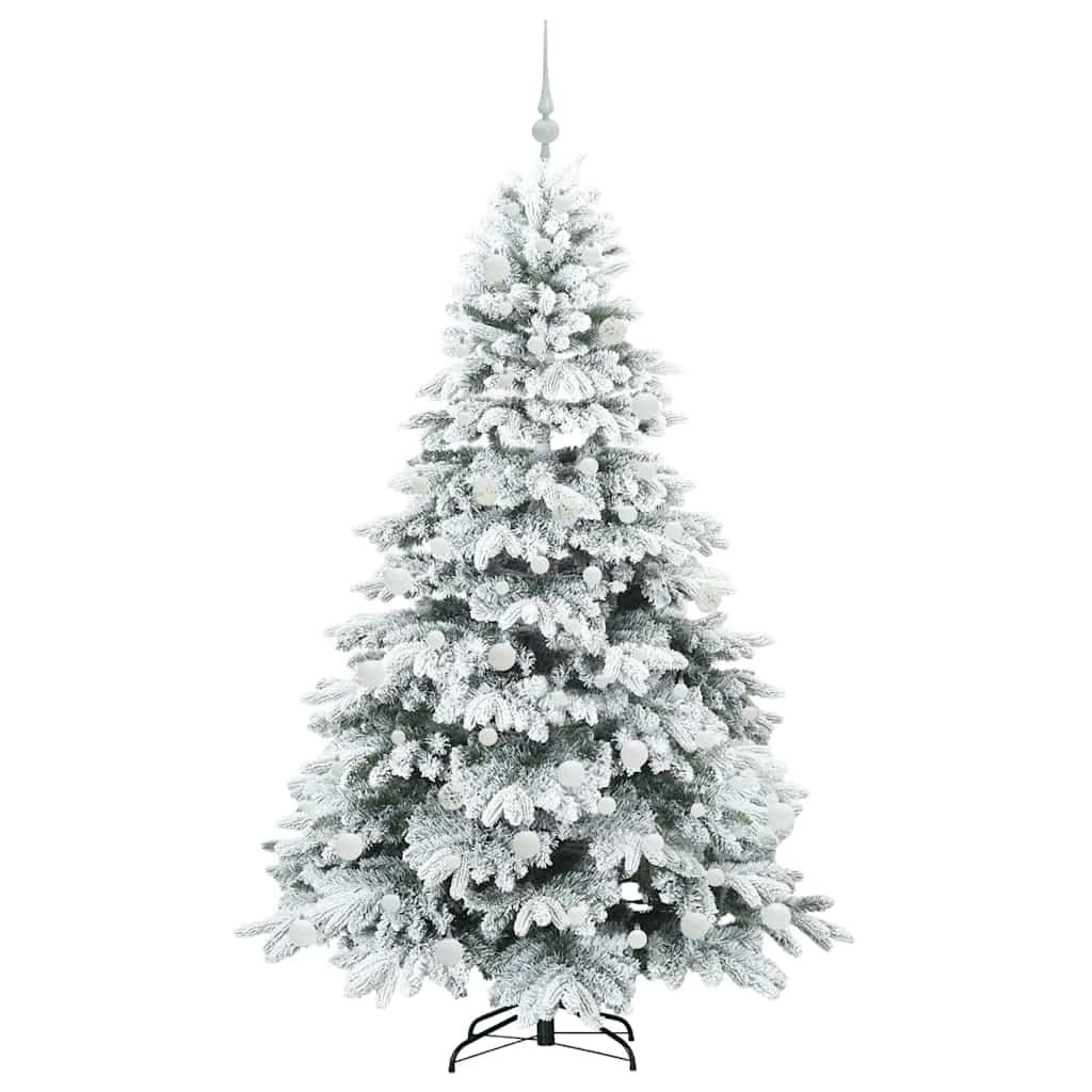 Kunstig juletre med 300 LED med stativ Hvit 180 cm PE og PVC