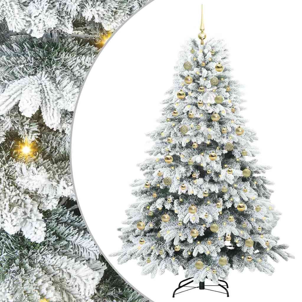 Kunstig juletre med 300 LED med stativ grønn 180 cm PE og PVC