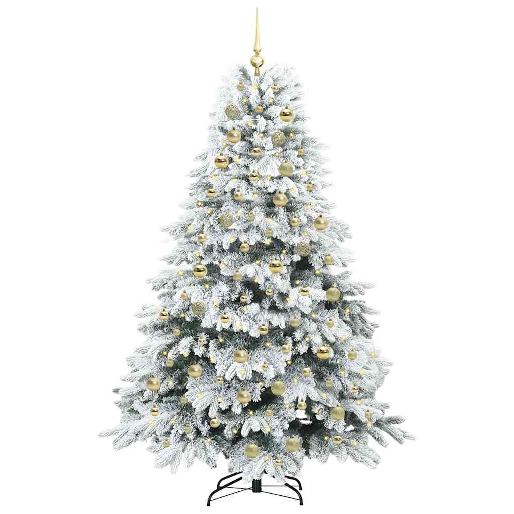 Kunstig juletre med 300 LED med stativ grønn 180 cm PE og PVC