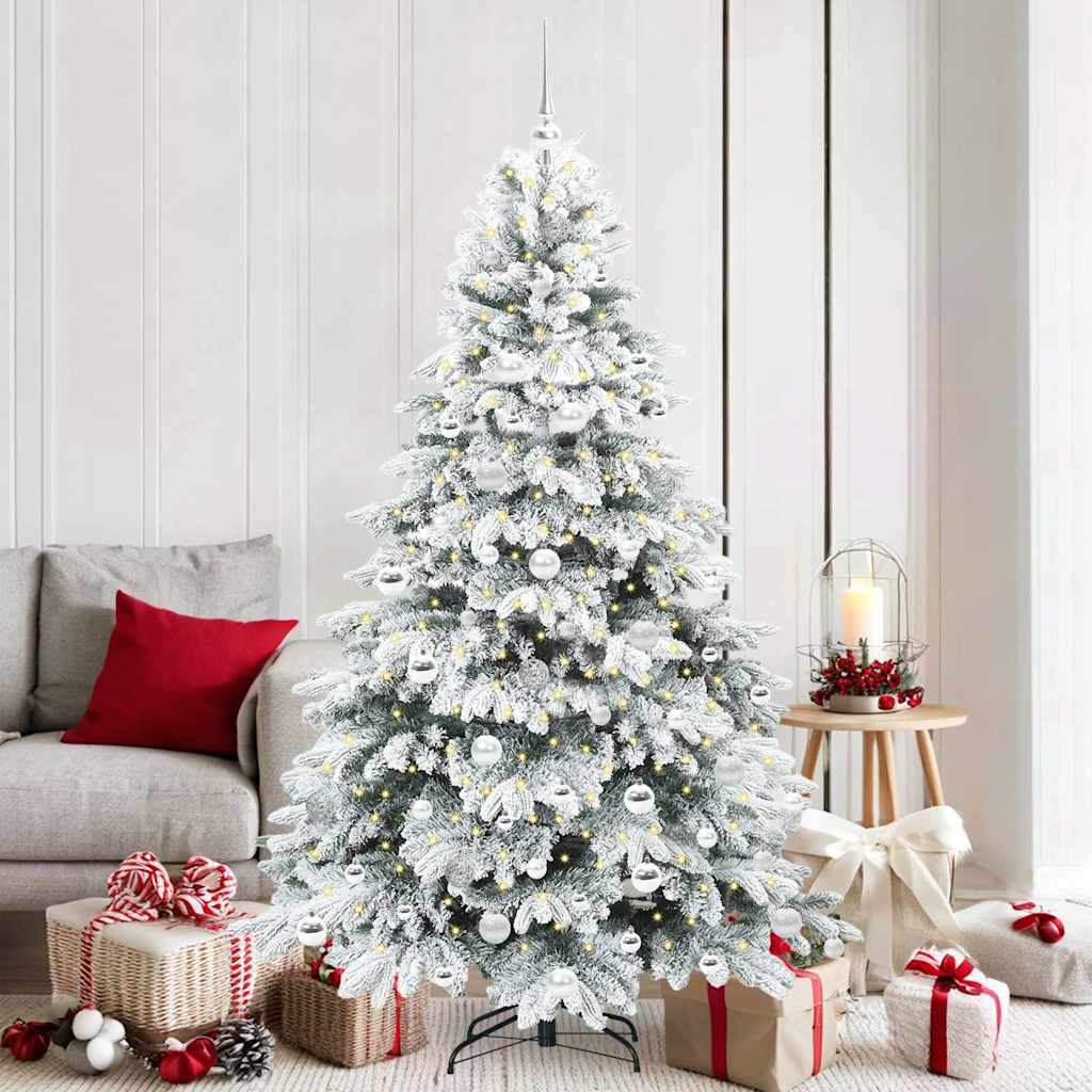Kunstig juletre med 300 LED med stativ grønn 180 cm PE og PVC