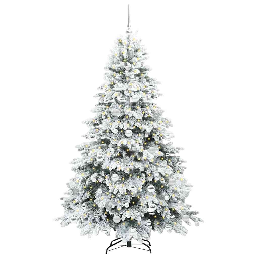 Kunstig juletre med 300 LED med stativ grønn 180 cm PE og PVC