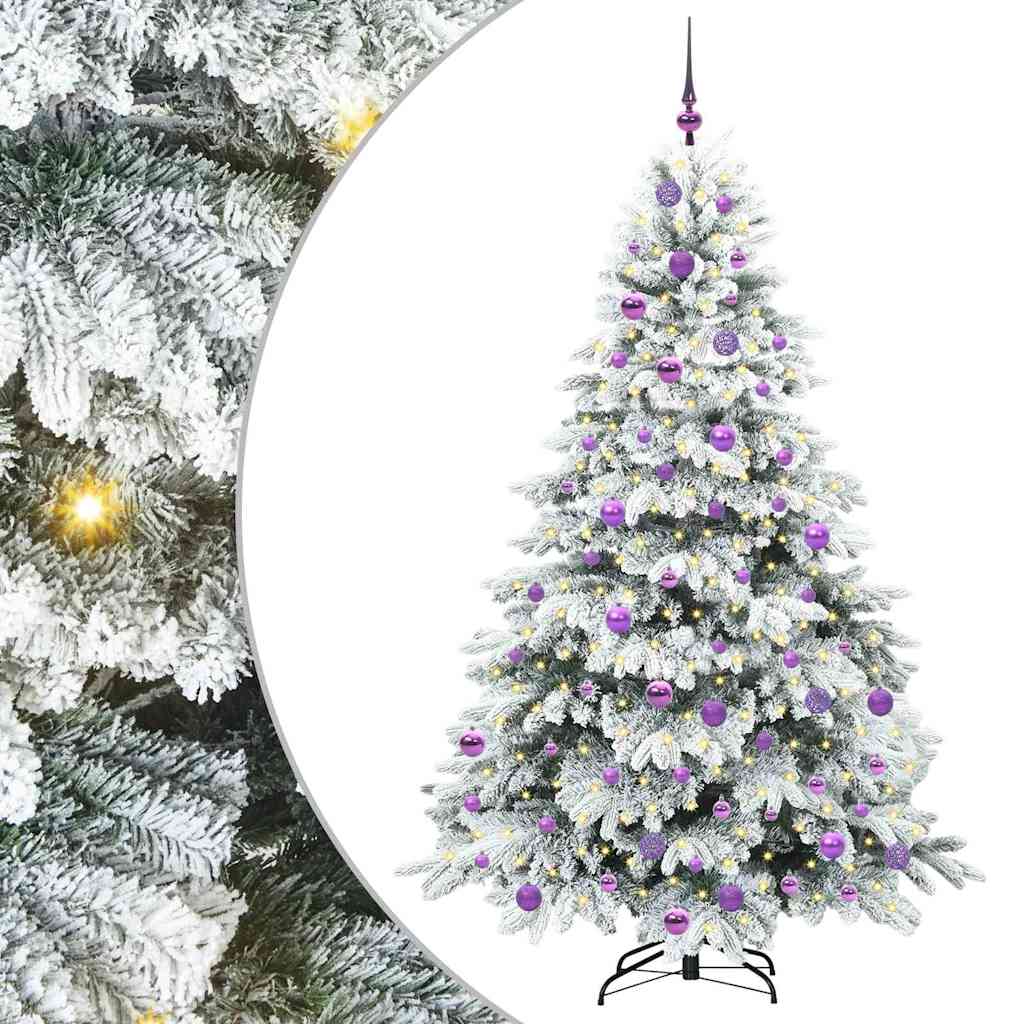 Kunstig juletre med 300 LED med stativ Hvit 180 cm PE og PVC