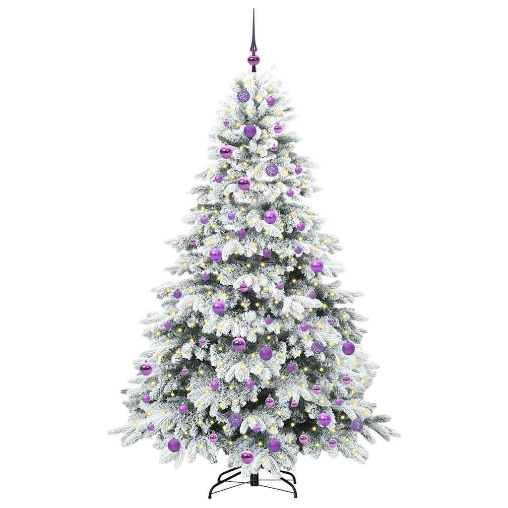 Kunstig juletre med 300 LED med stativ Hvit 180 cm PE og PVC