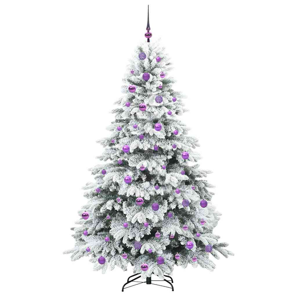 Kunstig juletre med 300 LED med stativ Hvit 180 cm PE og PVC