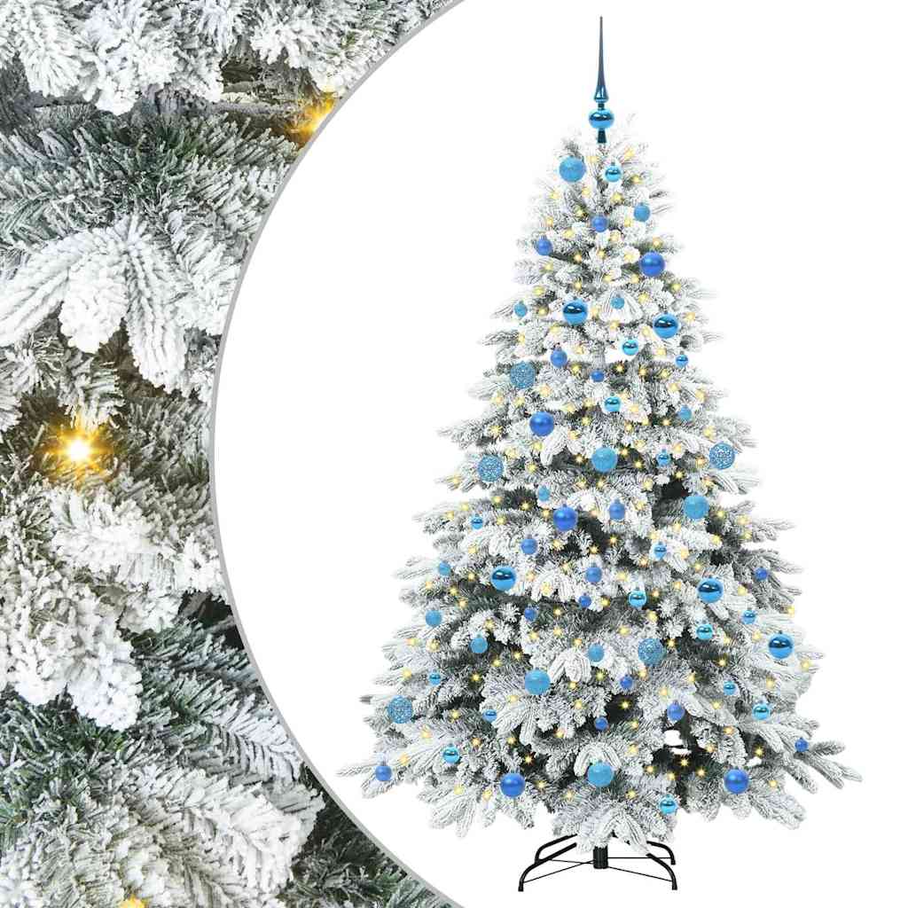 Kunstig juletre med 300 LED med stativ Hvit 180 cm PE og PVC