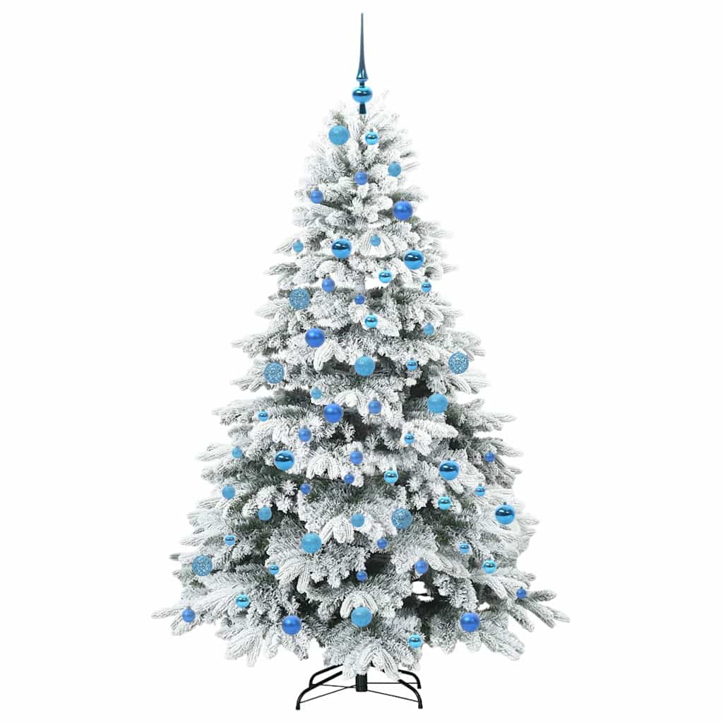 Kunstig juletre med 300 LED med stativ Hvit 180 cm PE og PVC