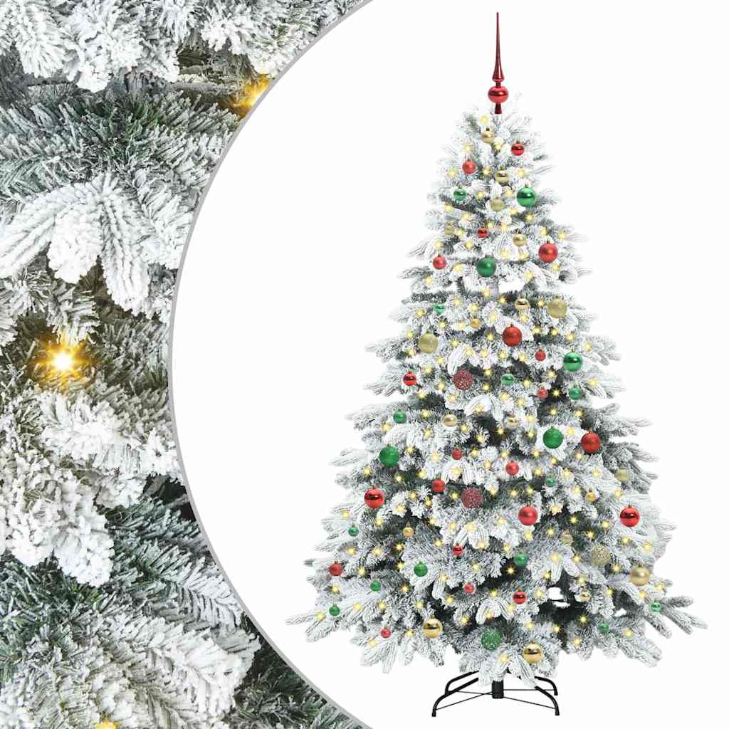 Kunstig juletre med 300 LED med stativ grønn 180 cm PE og PVC