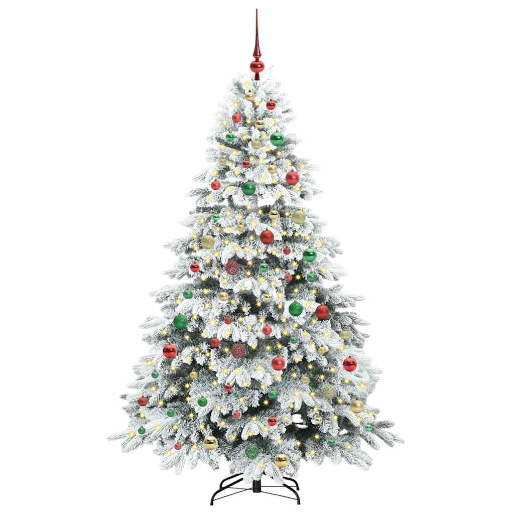 Kunstig juletre med 300 LED med stativ grønn 180 cm PE og PVC