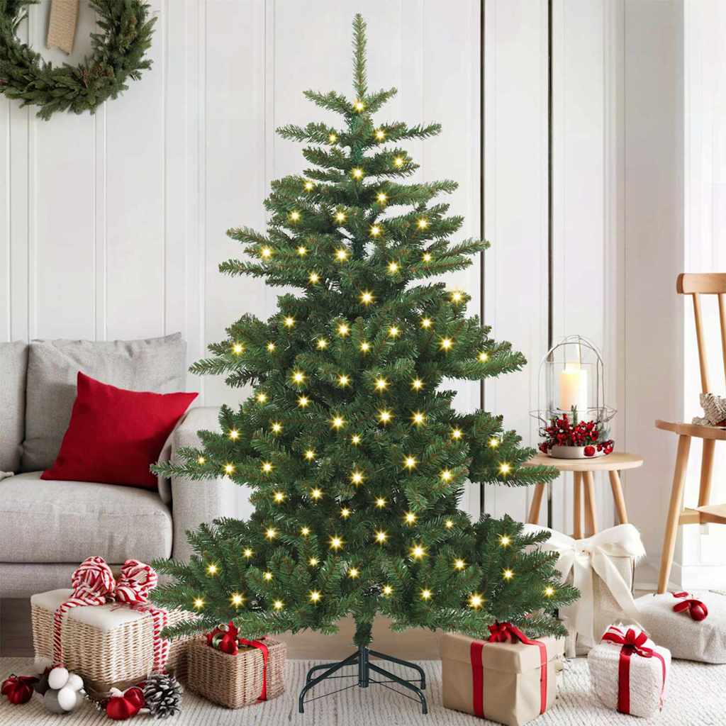 Kunstig sammensatt juletre med 150 LED grønn 150 cm PVC og stål
