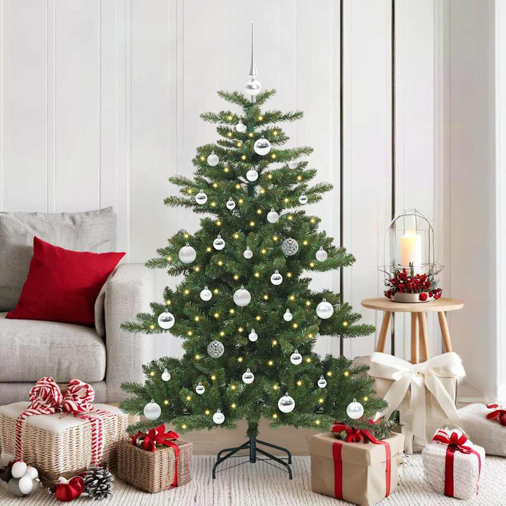 Kunstig sammensatt juletre med 150 LED grønn 150 cm PVC og stål