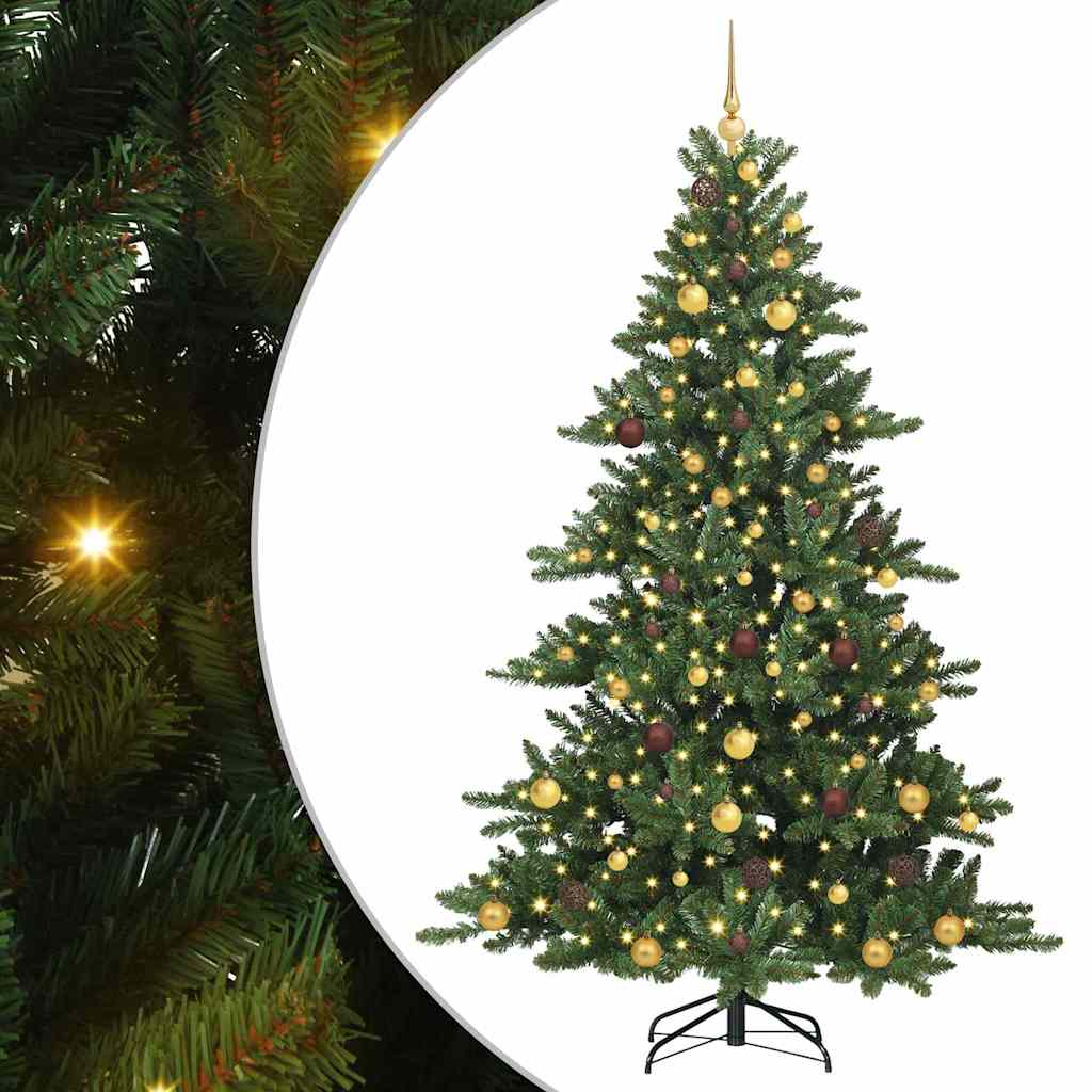 Kunstig sammensatt juletre med 300 LED grønn 210 cm PVC og stål
