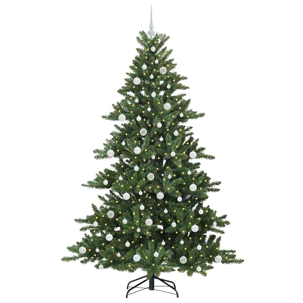 Kunstig sammensatt juletre med 300 LED grønn 210 cm PVC og stål