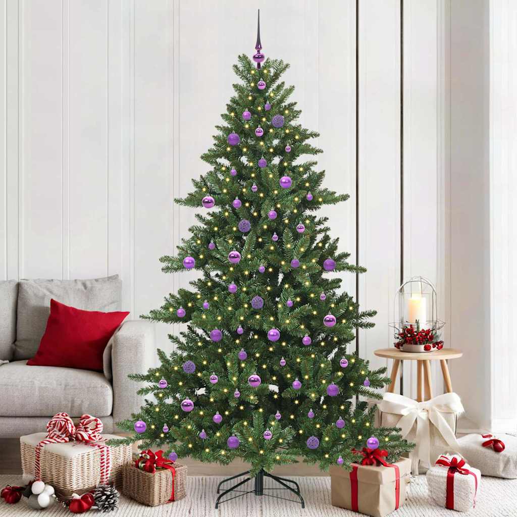 Kunstig sammensatt juletre med 300 LED grønn 210 cm PVC og stål