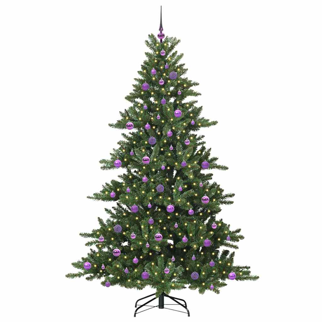 Kunstig sammensatt juletre med 300 LED grønn 210 cm PVC og stål