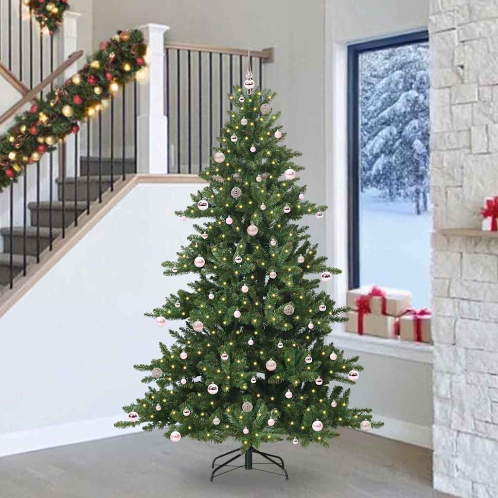 Kunstig sammensatt juletre med 300 LED grønn 240 cm PVC og stål