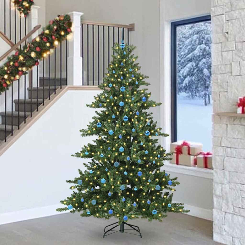 Kunstig sammensatt juletre med 300 LED grønn 240 cm PVC og stål