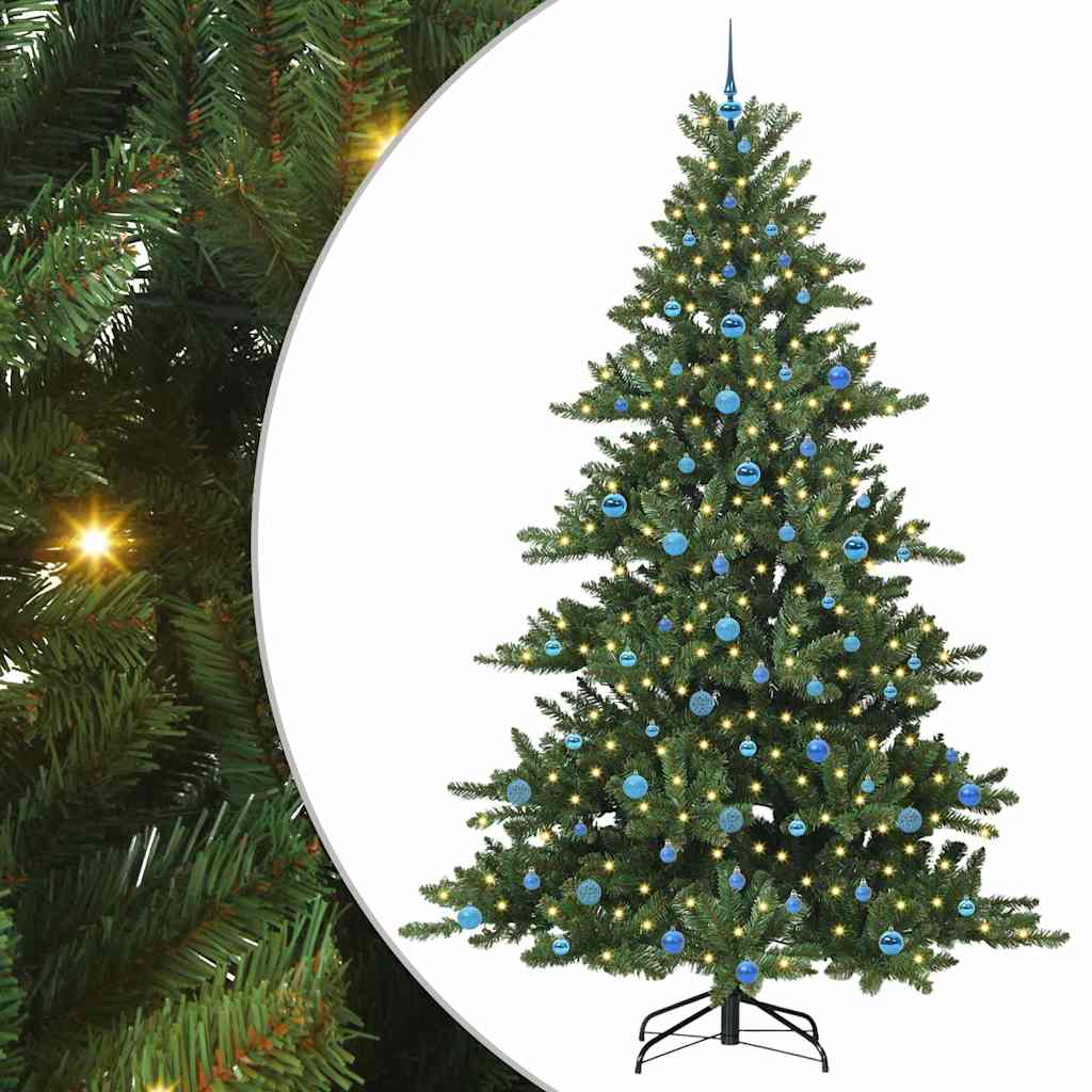 Kunstig sammensatt juletre med 300 LED grønn 240 cm PVC og stål