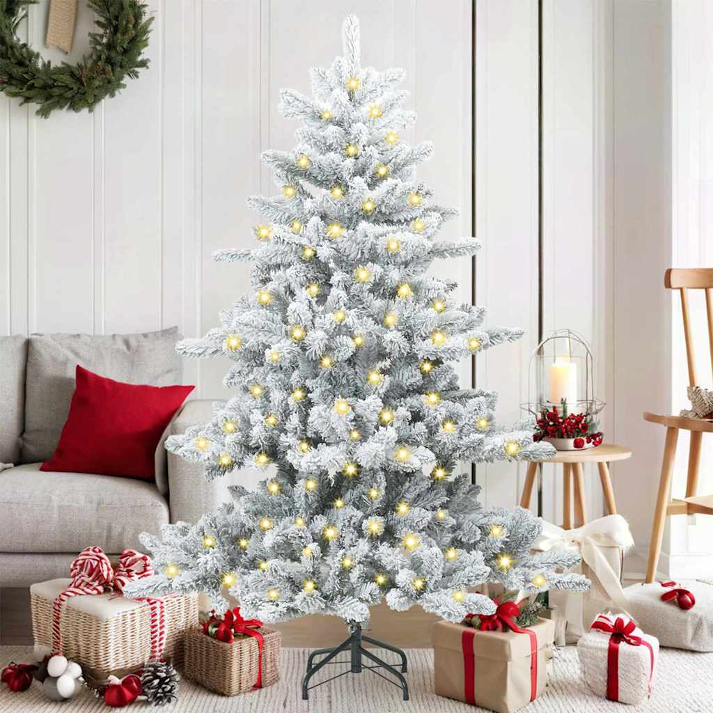 Kunstig sammensatt juletre med 150 LED Hvit 150 cm PVC og stål