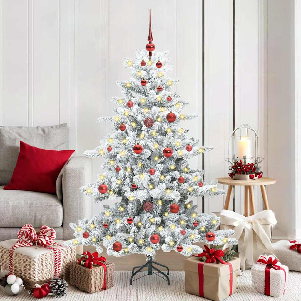 Kunstig sammensatt juletre med 150 LED Hvit 150 cm PVC og stål