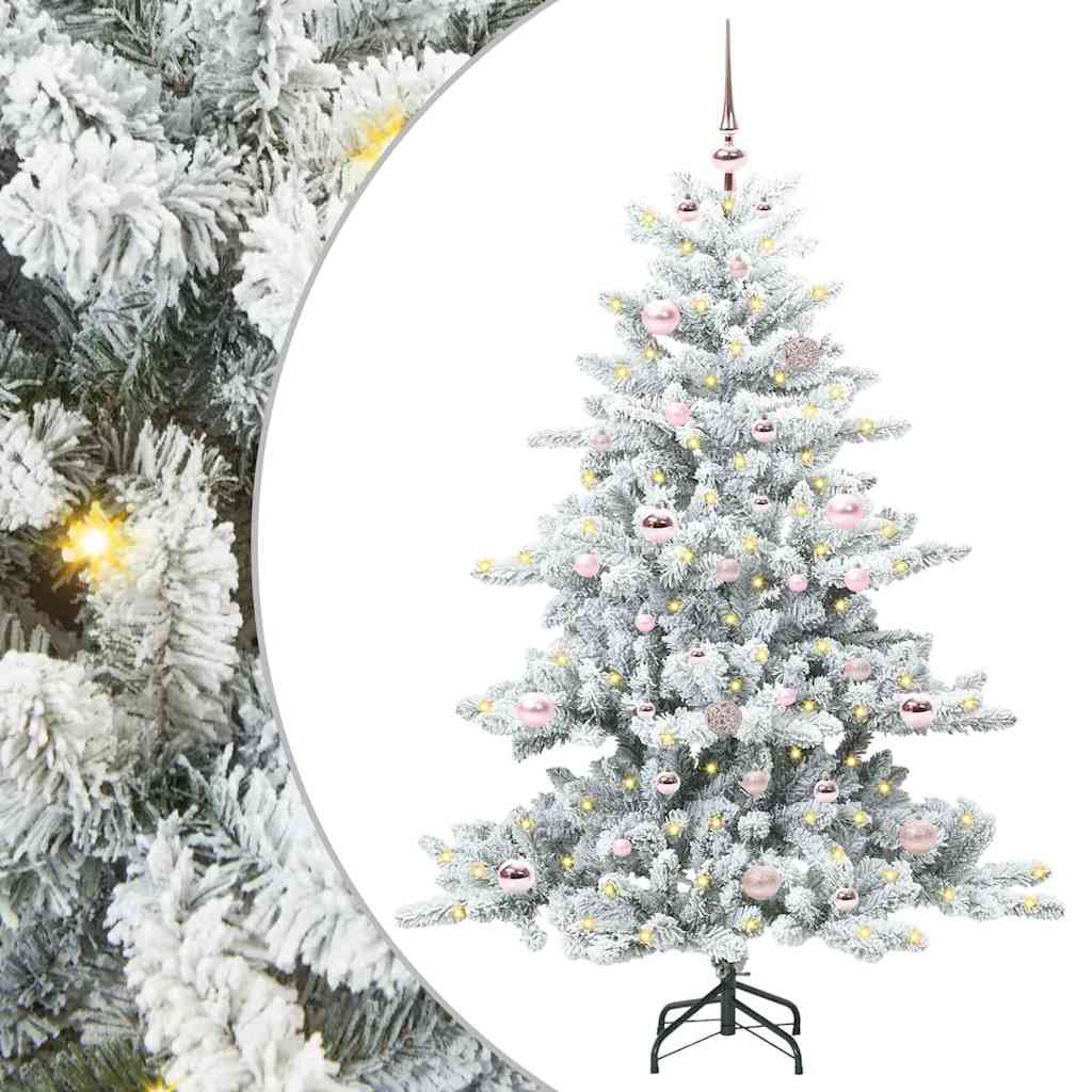 Kunstig sammensatt juletre med 150 LED Hvit 150 cm PVC og stål