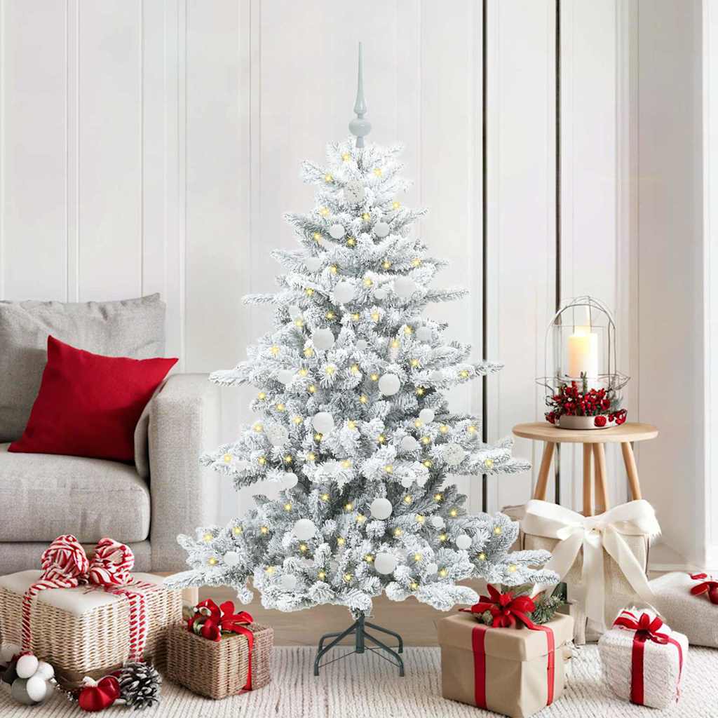 Kunstig sammensatt juletre med 150 LED Hvit 150 cm PVC og stål